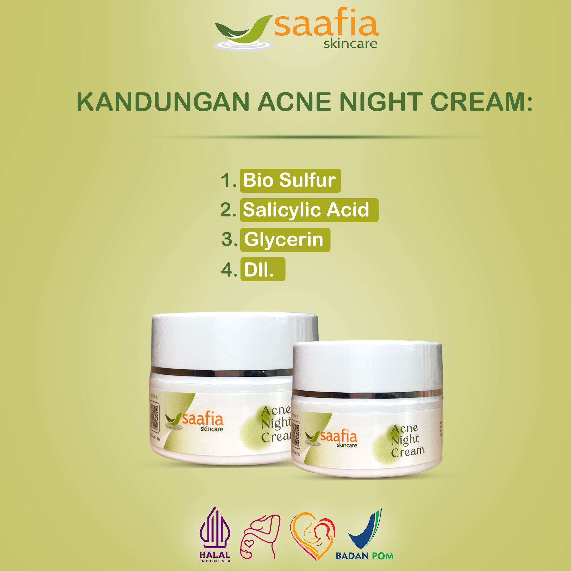 Kandungan Acne Night Cream